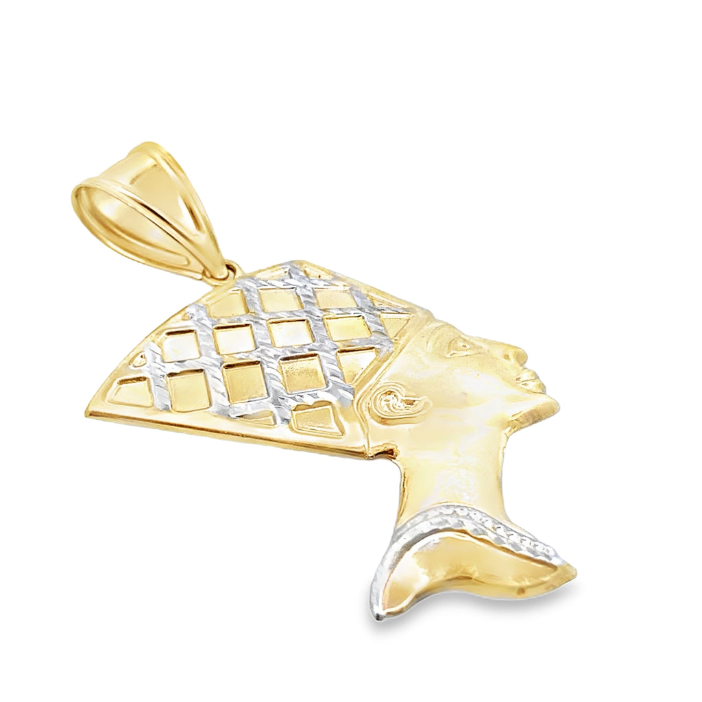 14K Two Tone Gold  Nefertiti Pendant 3 Dwt