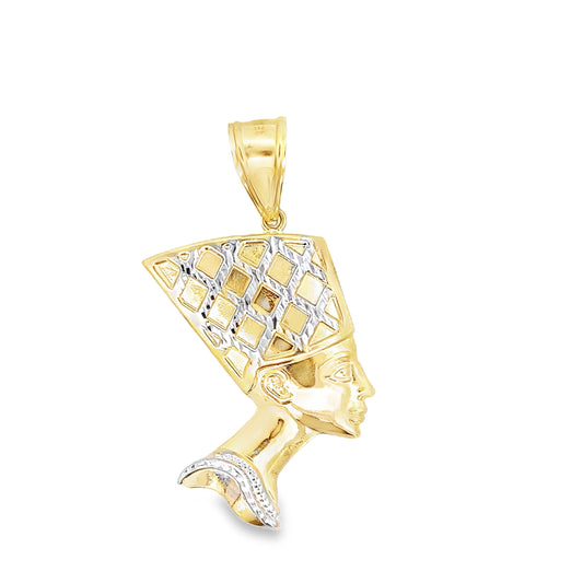 14K Two Tone Gold  Nefertiti Pendant 3 Dwt