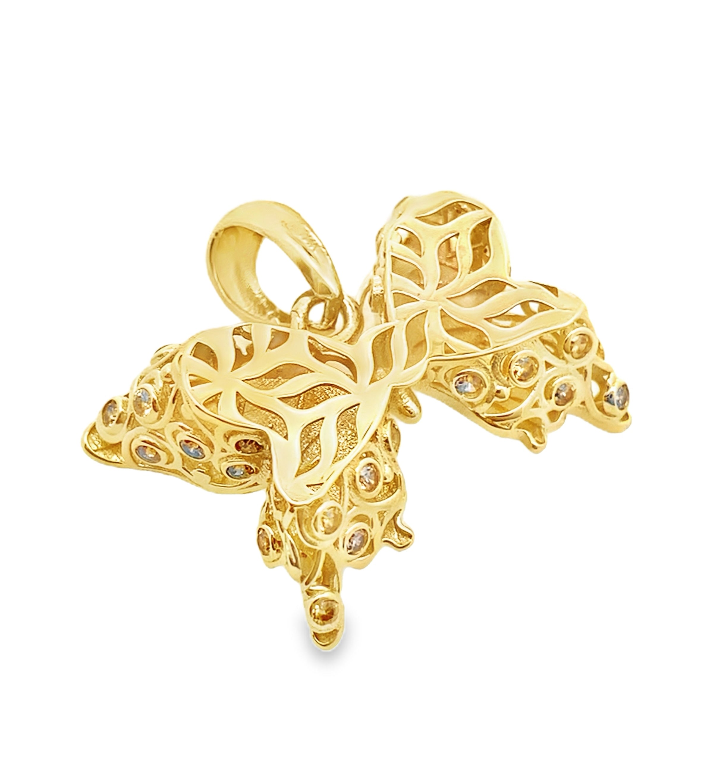 14K Yellow Gold Butterfly Pendant 2.6Dwt
