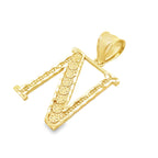 10K Yellow Gold Diamond Cut Initial "N" Pendant 0.8Dwt