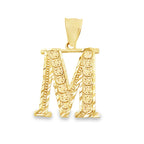 10K Yellow Gold Diamond Cut Initial "M" Pendant 1.0Dwt