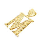 10K Yellow Gold Diamond Cut Initial "M" Pendant 1.0Dwt