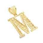 10K Yellow Gold Diamond Cut Initial "M" Pendant 1.0Dwt