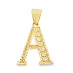 10K Yellow Gold Diamond Cut Initial "A" Pendant 0.6Dwt