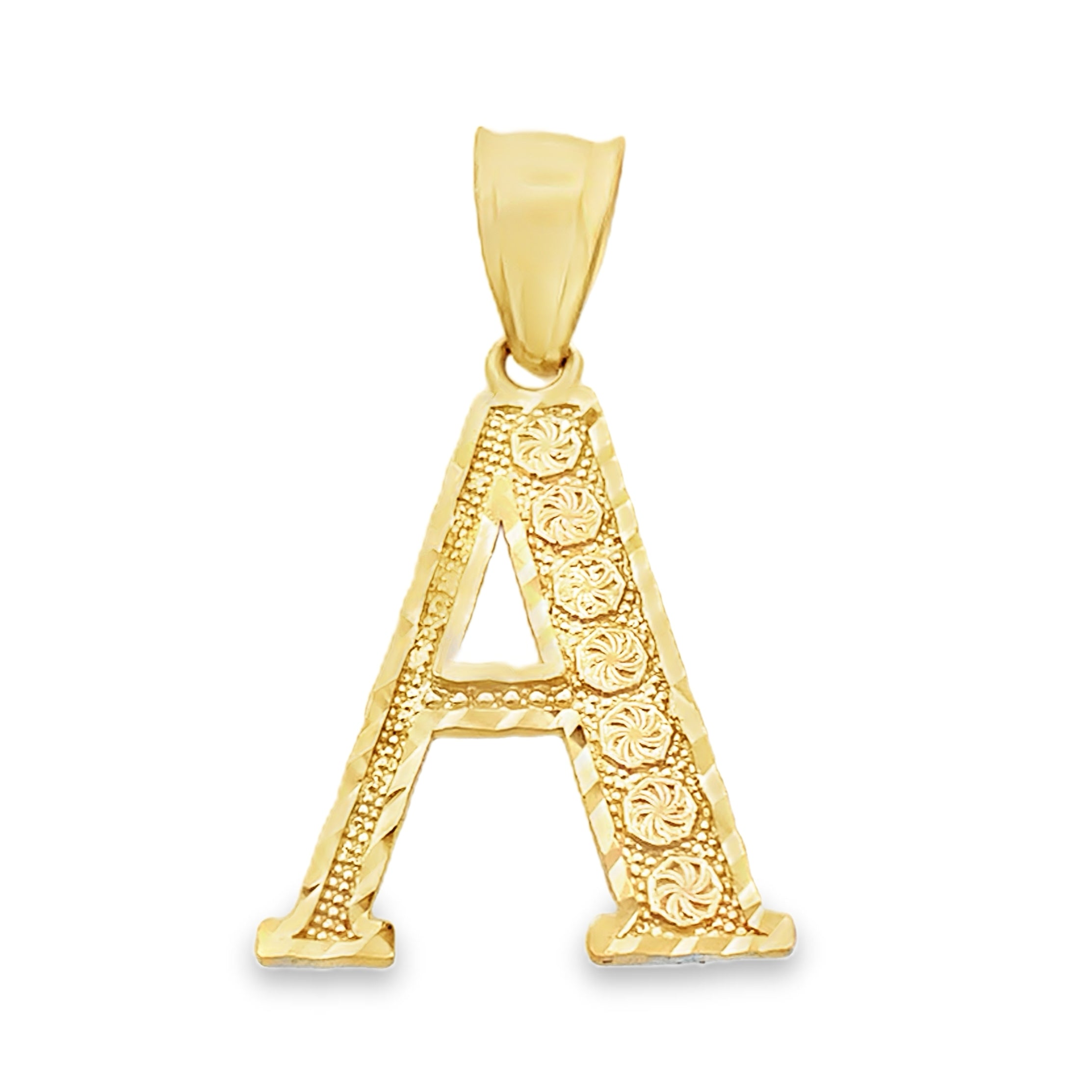 10K Yellow Gold Diamond Cut Initial "A" Pendant 0.6Dwt
