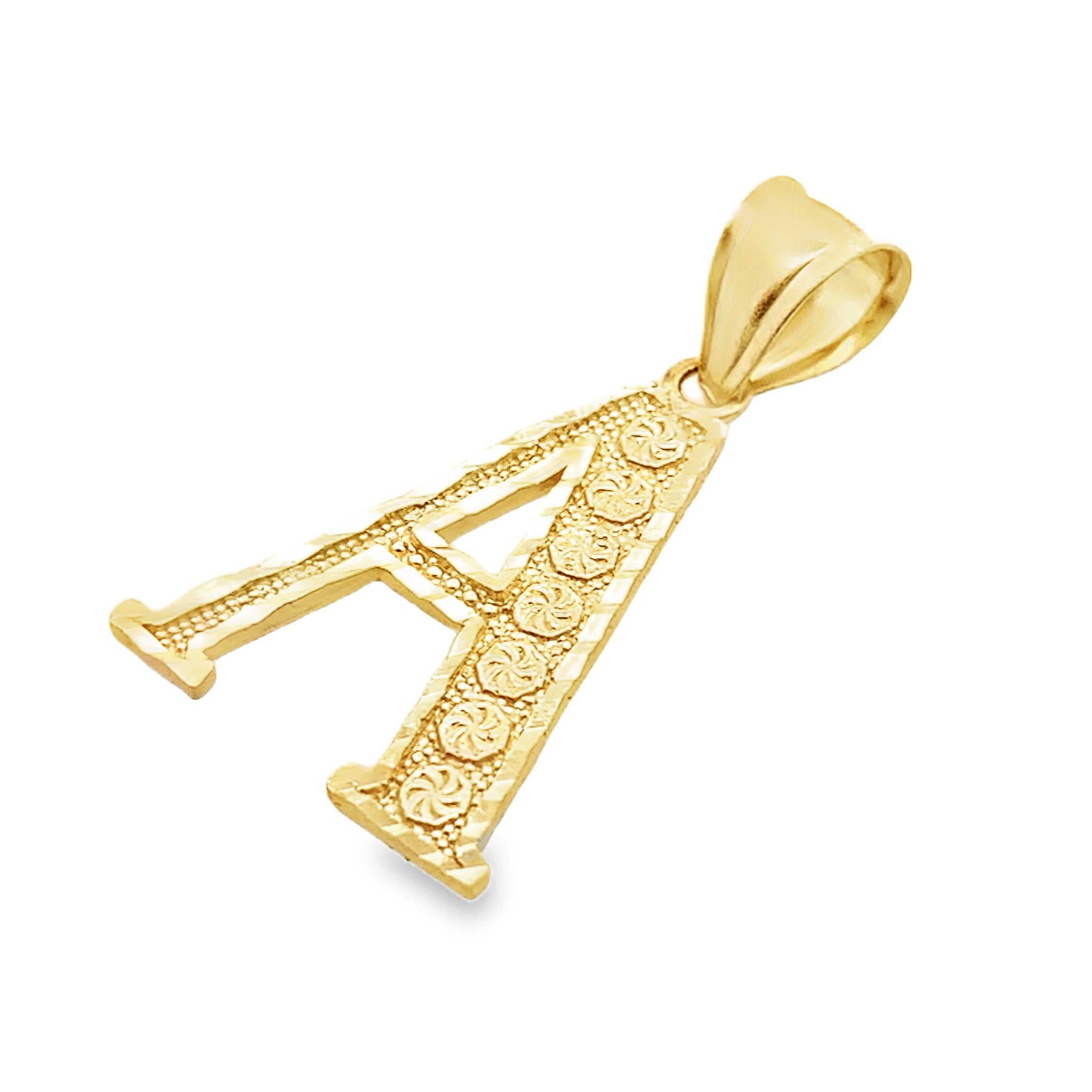 10K Yellow Gold Diamond Cut Initial "A" Pendant 0.6Dwt