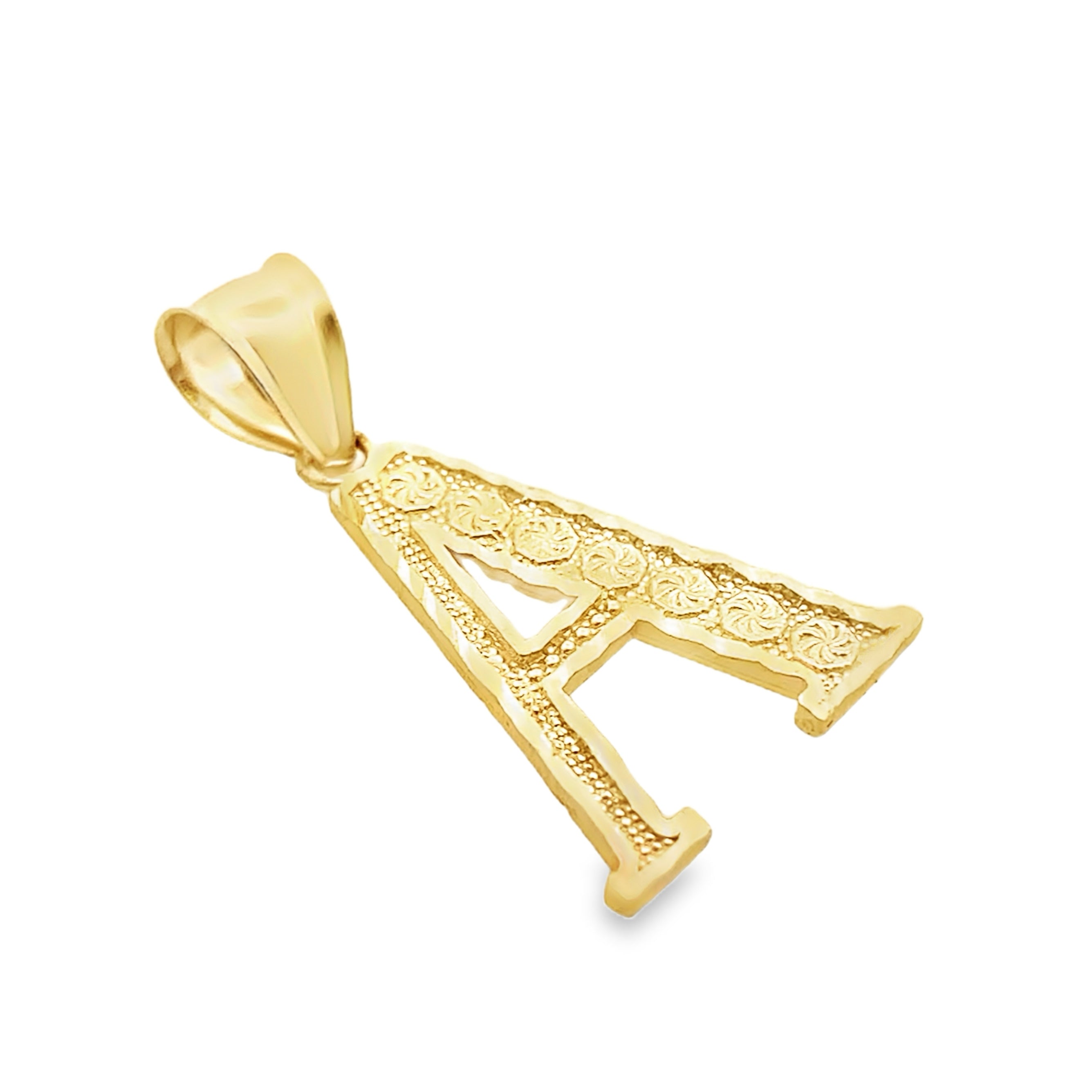10K Yellow Gold Diamond Cut Initial "A" Pendant 0.6Dwt