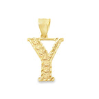 10K Yellow Gold Diamond Cut Initial "Y" Pendant 0.6Dwt