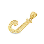 10K Yellow Gold Diamond Cut Initial "J" Pendant 0.6Dwt