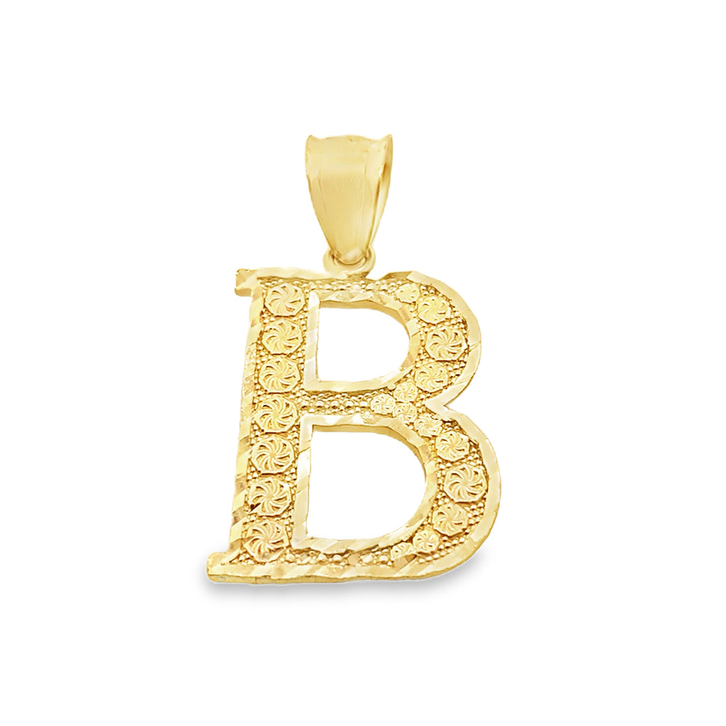 10K Yellow Gold Diamond Cut Initial "B" Pendant 0.9Dwt