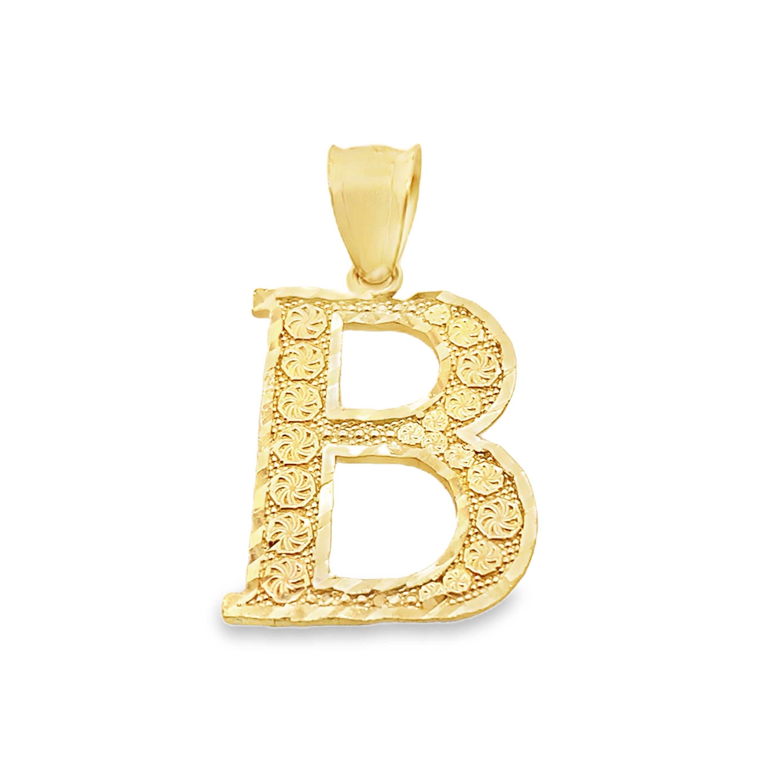 10K Yellow Gold Diamond Cut Initial "B" Pendant 0.9Dwt