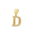 10K Yellow Gold Diamond Cut Initial "D" Pendant 0.3Dwt