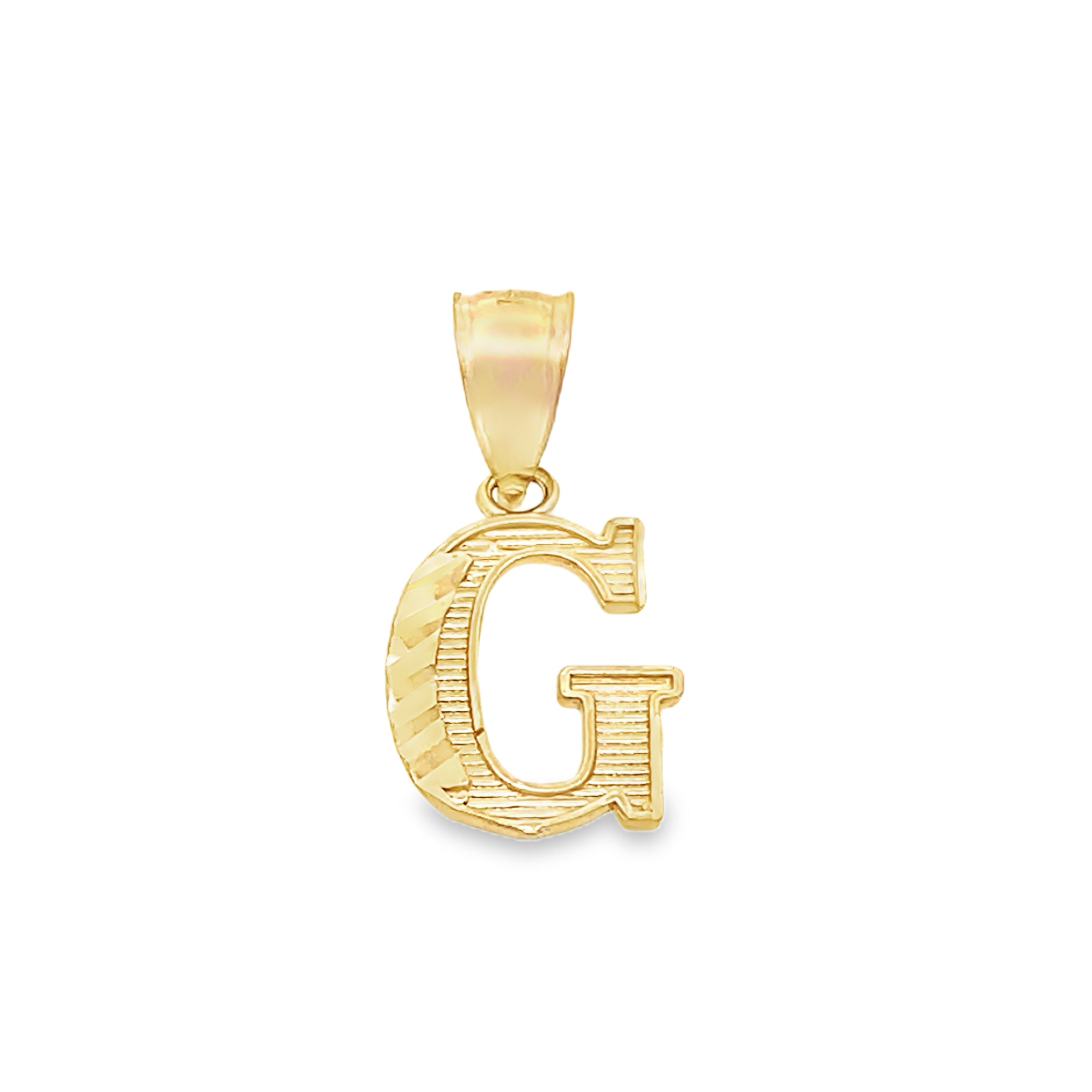 10K Yellow Gold Diamond Cut Initial "G" Pendant 0.3Dwt