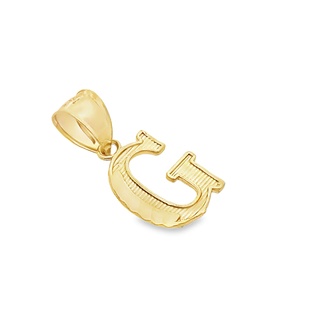 10K Yellow Gold Diamond Cut Initial "G" Pendant 0.3Dwt