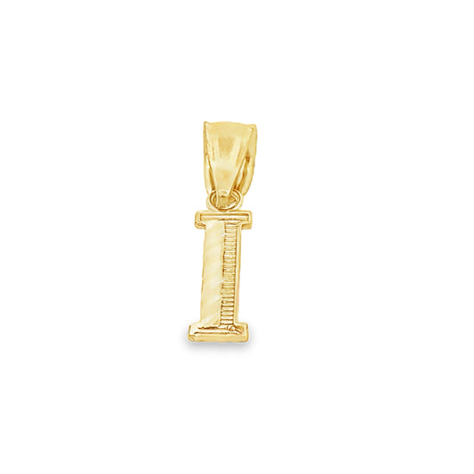 10K Yellow Gold Diamond Cut Initial "I" Pendant 0.2Dwt