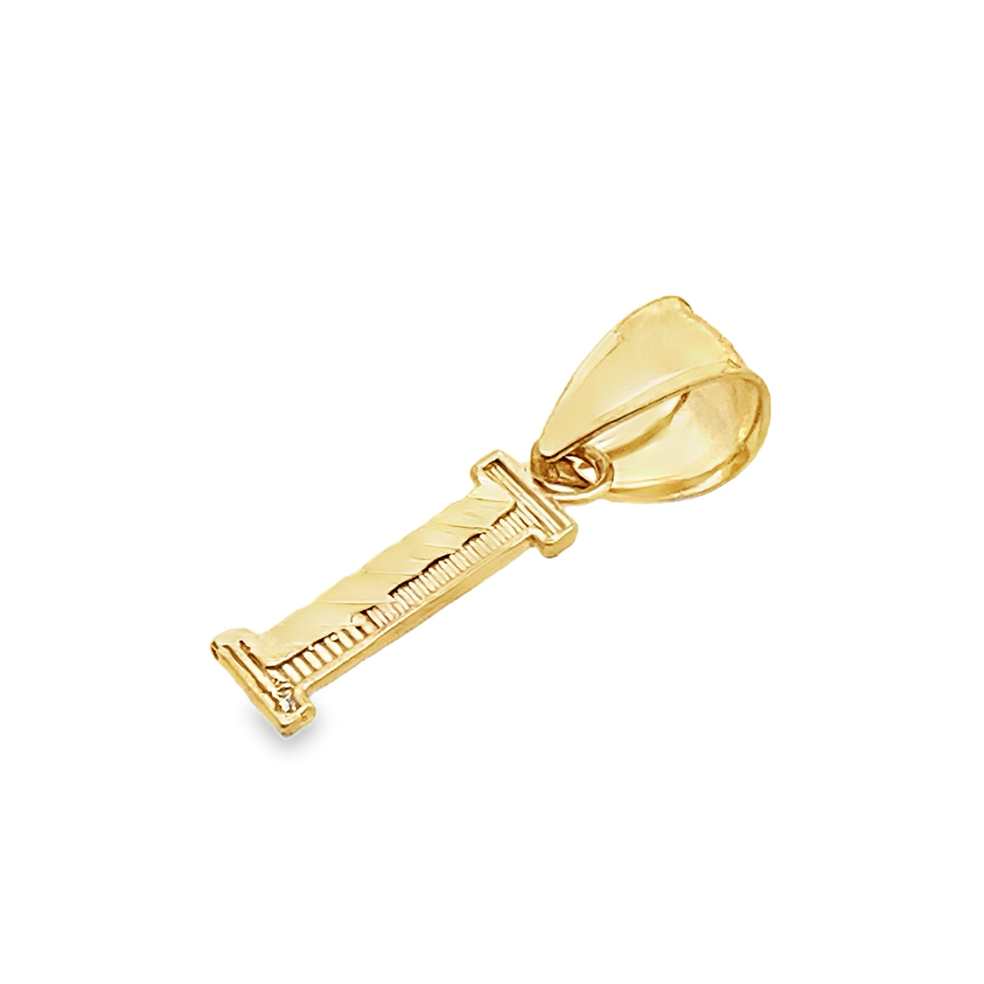 10K Yellow Gold Diamond Cut Initial "I" Pendant 0.2Dwt