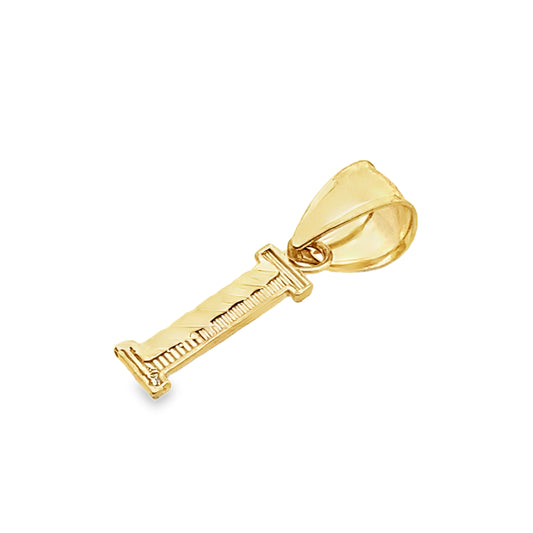 10K Yellow Gold Diamond Cut Initial "I" Pendant 0.2Dwt