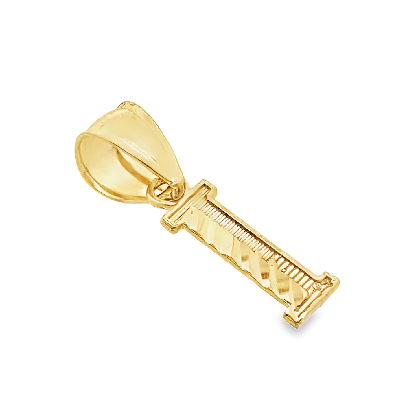 10K Yellow Gold Diamond Cut Initial "I" Pendant 0.2Dwt