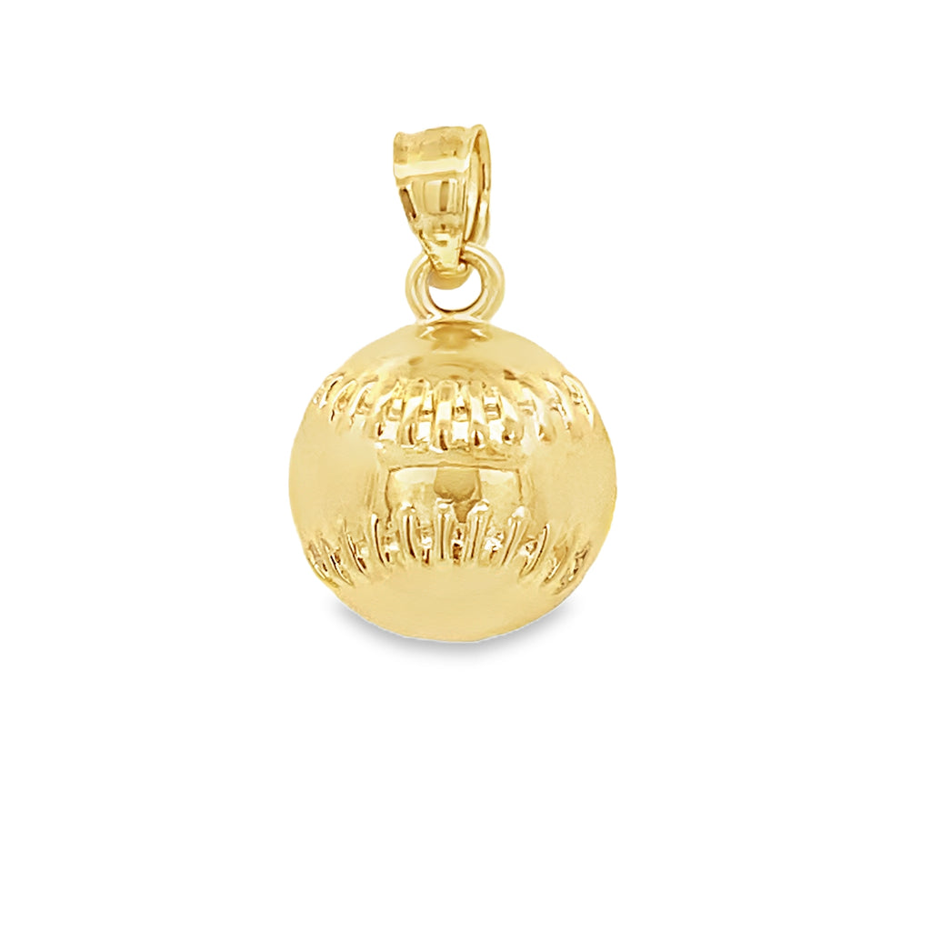 10K Yellow Gold Baseball Pendant 1.7Dwt