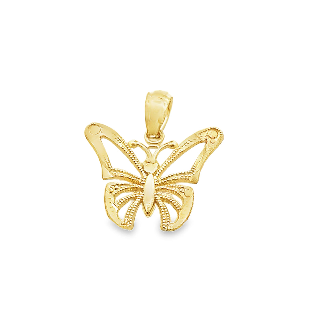 10K Yellow Gold Butterfly Pendant 0.4Dwt