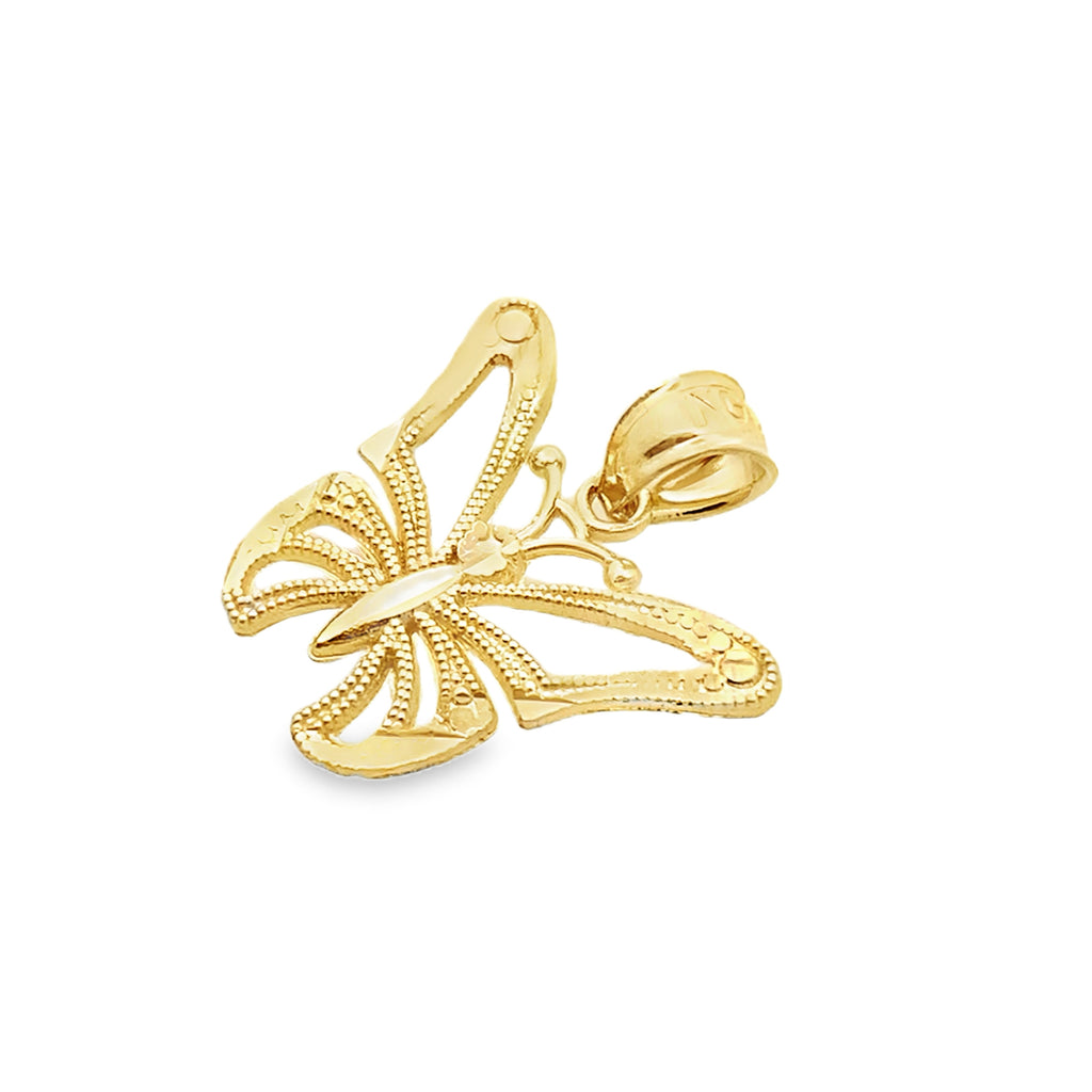 10K Yellow Gold Butterfly Pendant 0.4Dwt