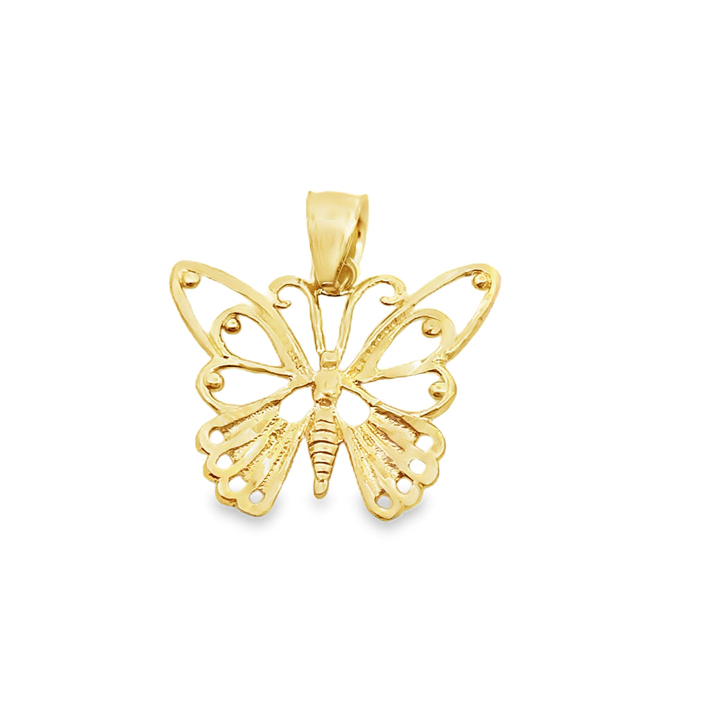 10K Yellow Gold Butterfly Pendant 0.7Dwt