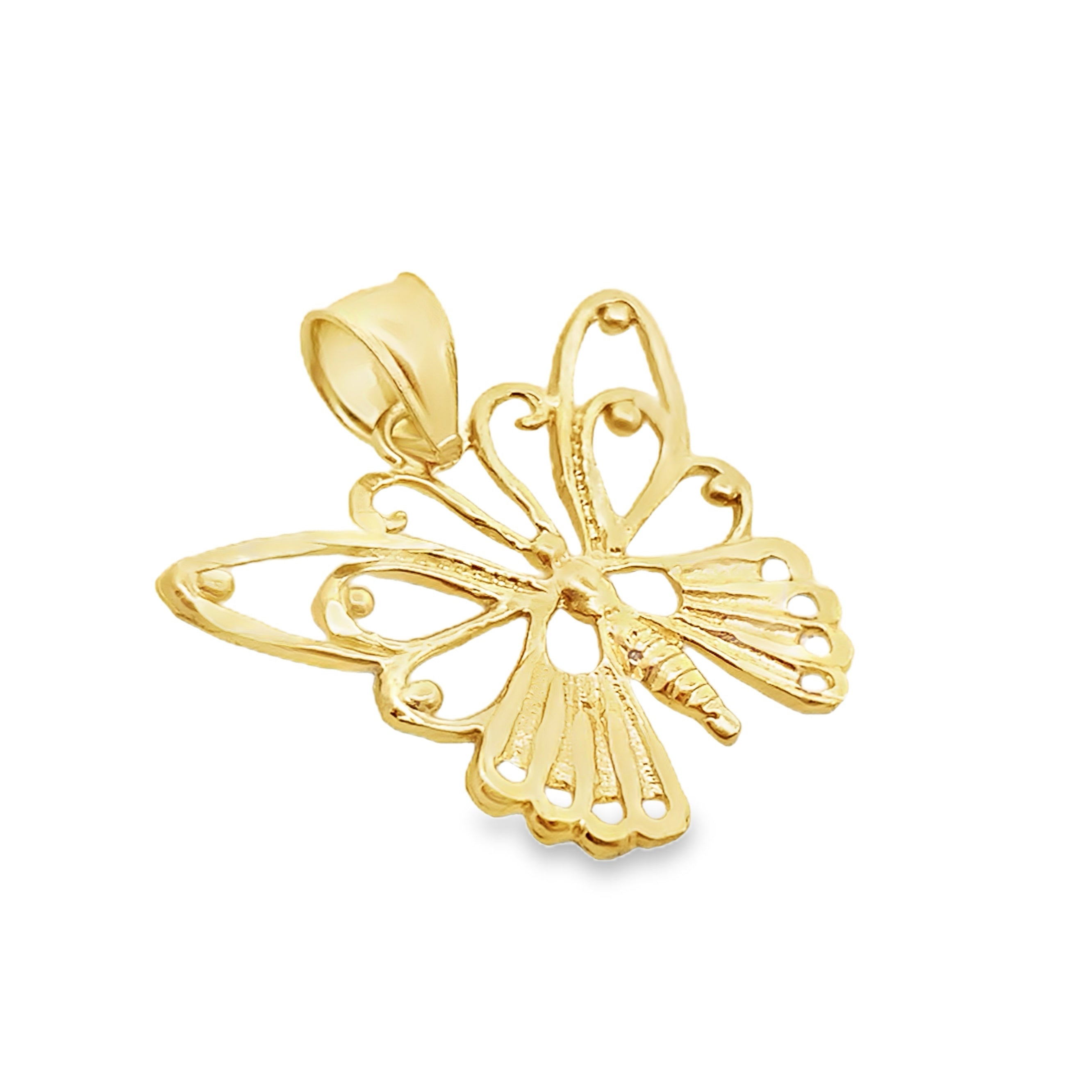 10K Yellow Gold Butterfly Pendant 0.7Dwt