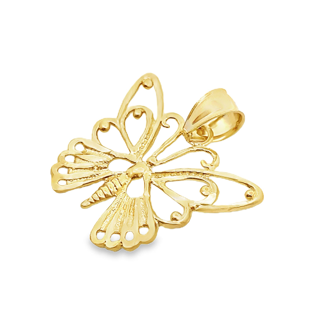 10K Yellow Gold Butterfly Pendant 0.7Dwt