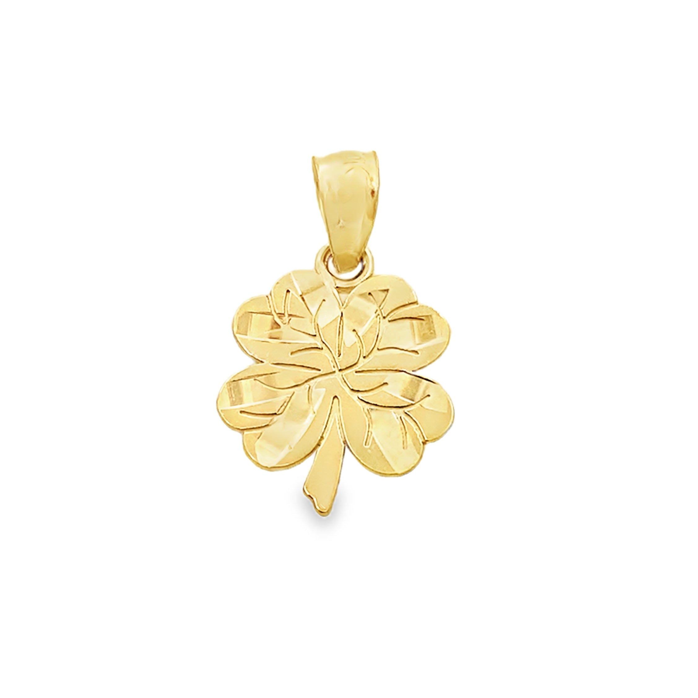 10K Yellow Gold Four Leaf Clover Pendant 0.3Dwt