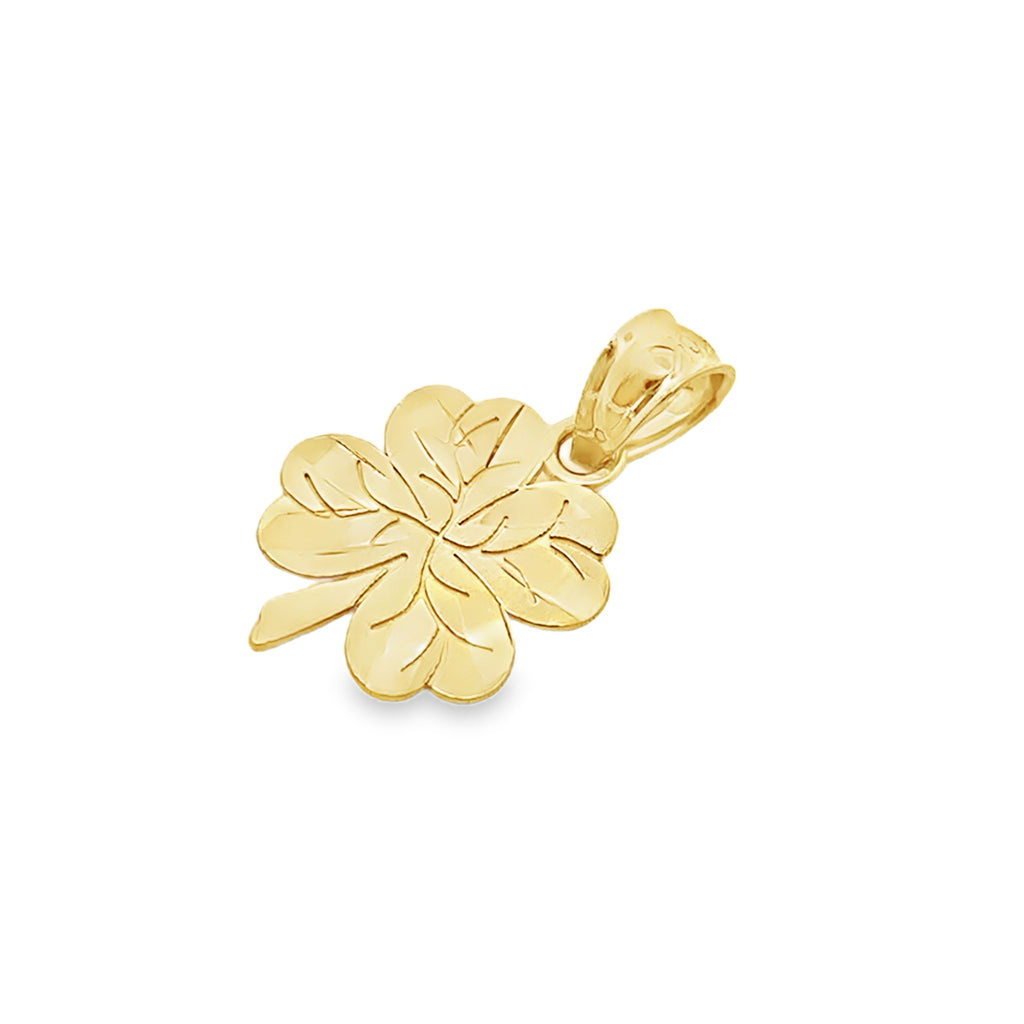 10K Yellow Gold Four Leaf Clover Pendant 0.3Dwt