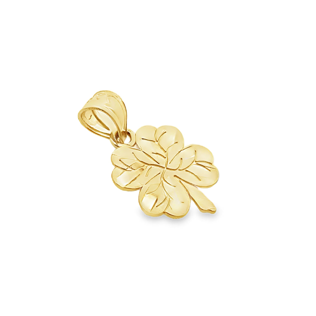 10K Yellow Gold Four Leaf Clover Pendant 0.3Dwt