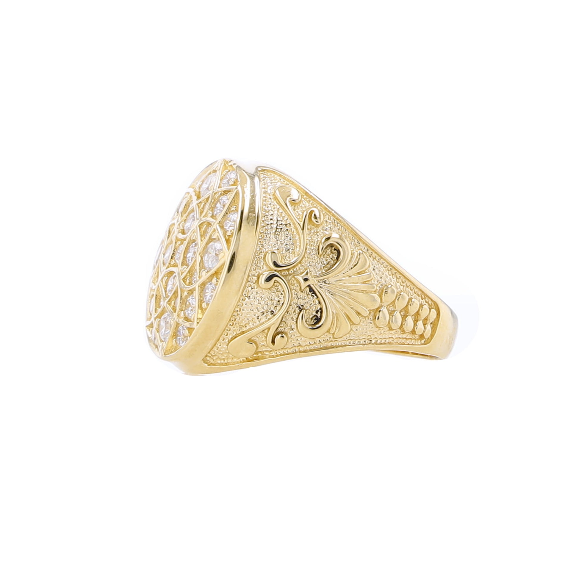 14K Yellow Gold Mens Cubic Zirconia Rosetta Ring Size 11.5 8.1Dwt
