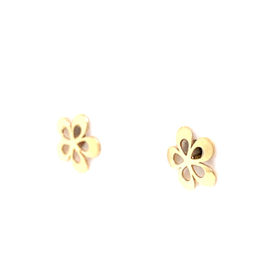 14K Yellow Gold Baby Cutout Flower Stud Earrings