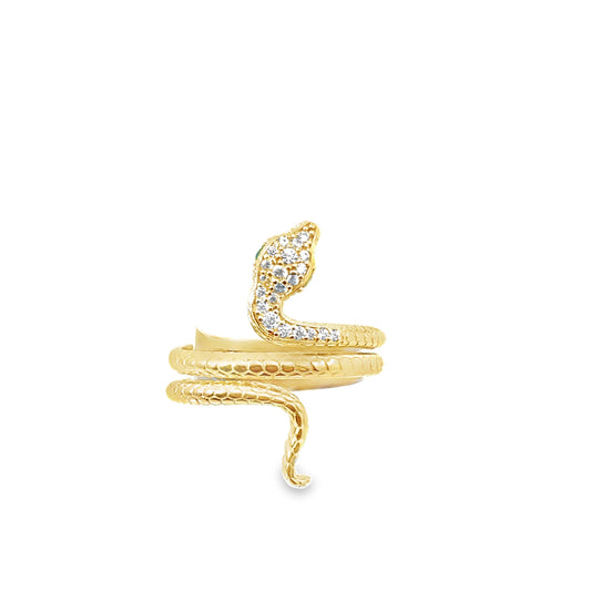 10K Yellow Gold Cz Snake Style Lds Ring Size 7.5 2.1Dwt