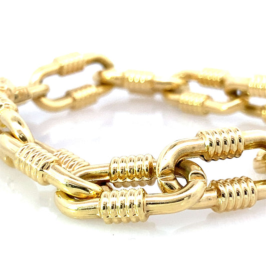 14K Yellow Gold Ladies Freeform Link Bracelet 8In 8.0Dwt