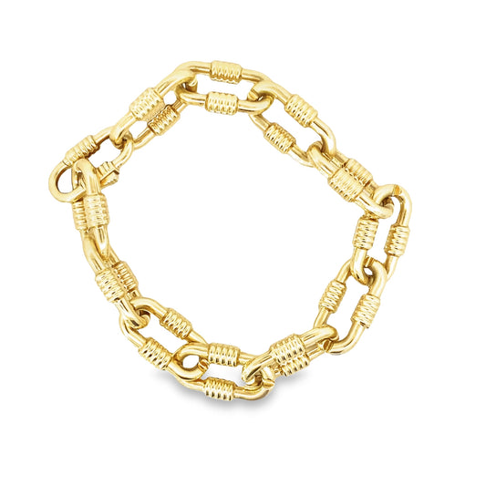 14K Yellow Gold Ladies Freeform Link Bracelet 8In 8.0Dwt