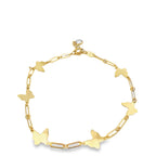 14K Yellow Gold Paperclip & Butterfly Link Bracelet 7In 1.2Dwt