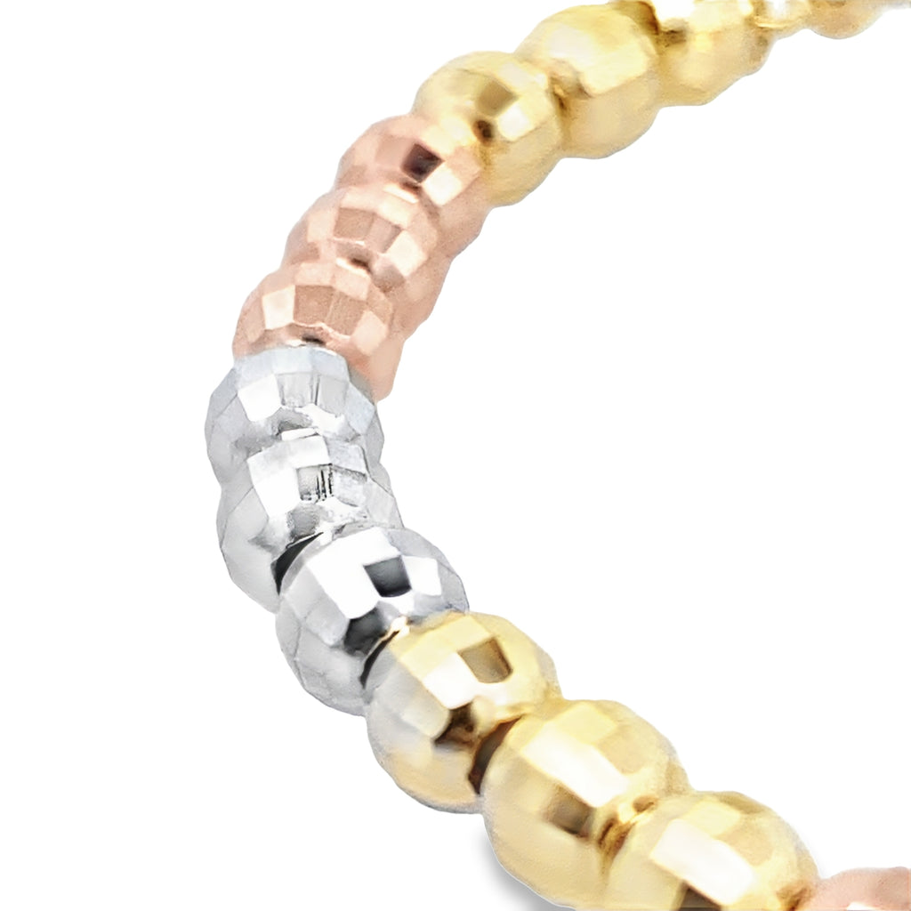 14K Tri Color 5Mm Faceted Bead Bolo Bracelet 6.0Dwt