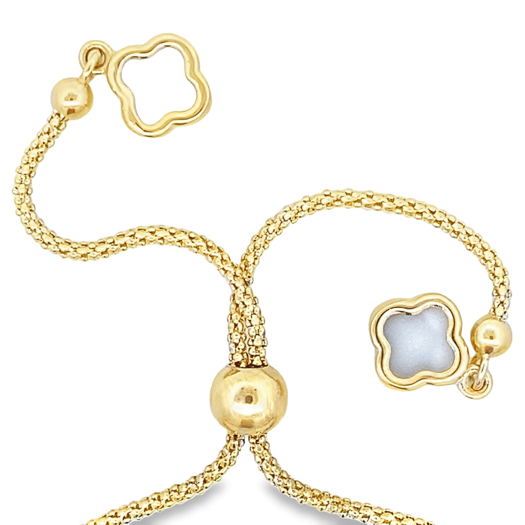 14K Tri Color 5Mm Faceted Bead Bolo Bracelet 6.0Dwt