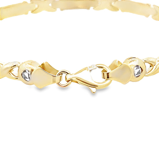 14K Yellow Gold X & Bar Stampado Bracelet 7In 3.7Dwt