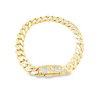 10K Yellow Gold Cz Royal Monaco Link Bracelet 9Mm 8In 9.3Dwt