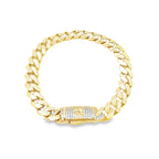 10K Yellow Gold Cz Royal Monaco Link Bracelet 9Mm 8In 9.3Dwt