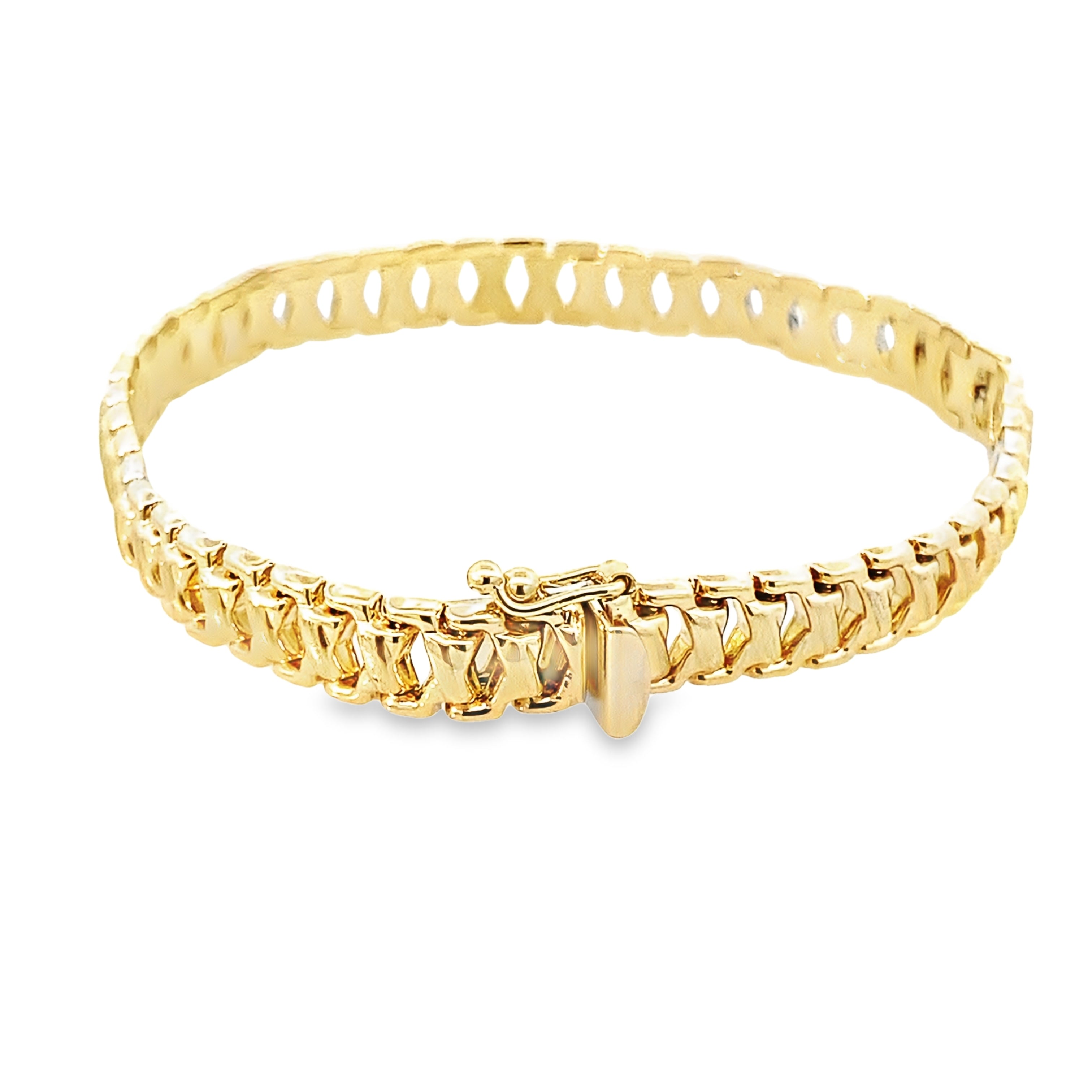 14K Yellow Gold Free Form Link Bracelet 7In 6.1Dwt
