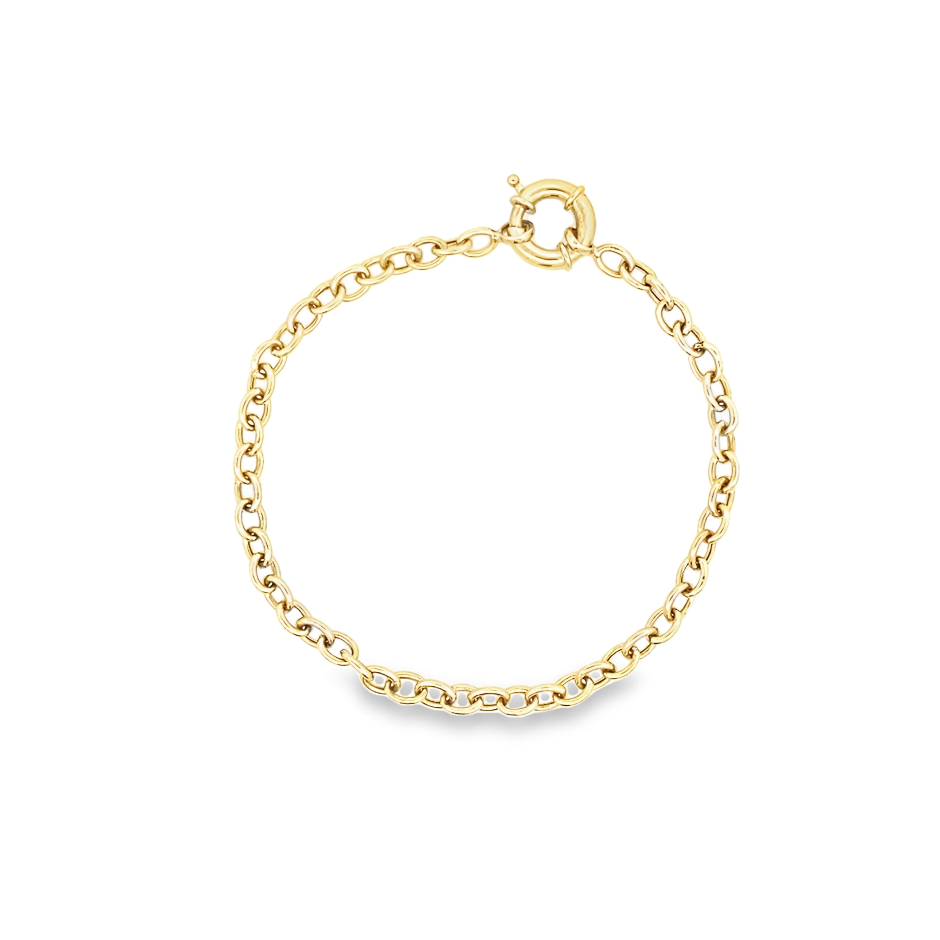 14K Yellow Gold Rolo Link Bracelet 7.5In 1.9Dwt