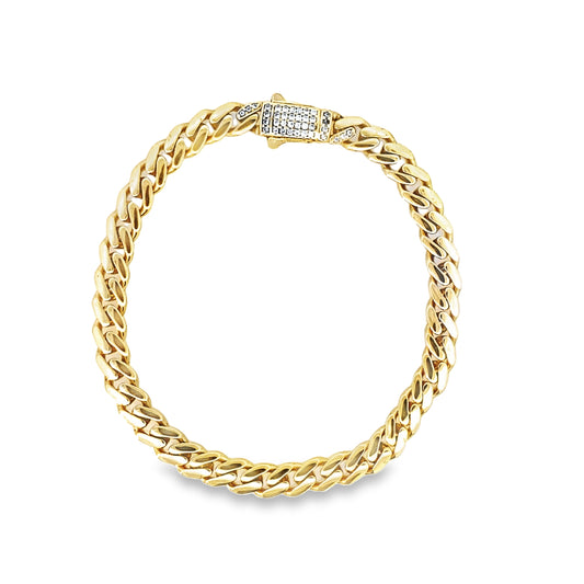 14K Yellow Gold Cz Royal Monaco Link Bracelet 6Mm 8In 6.0Dwt