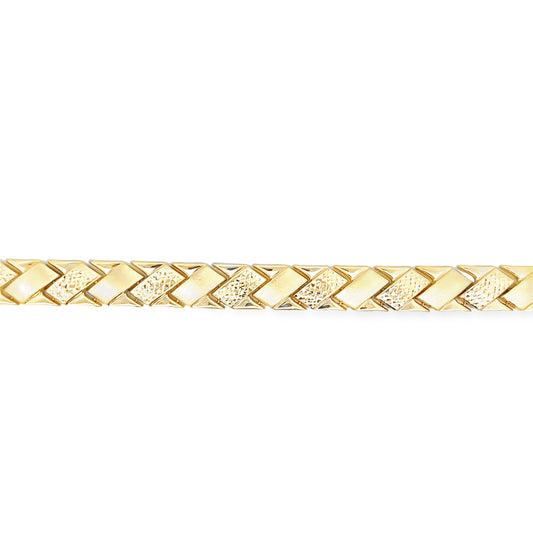 14K Yellow Gold Woven Stampado Link Bracelet 7.5In 7.2Dwt