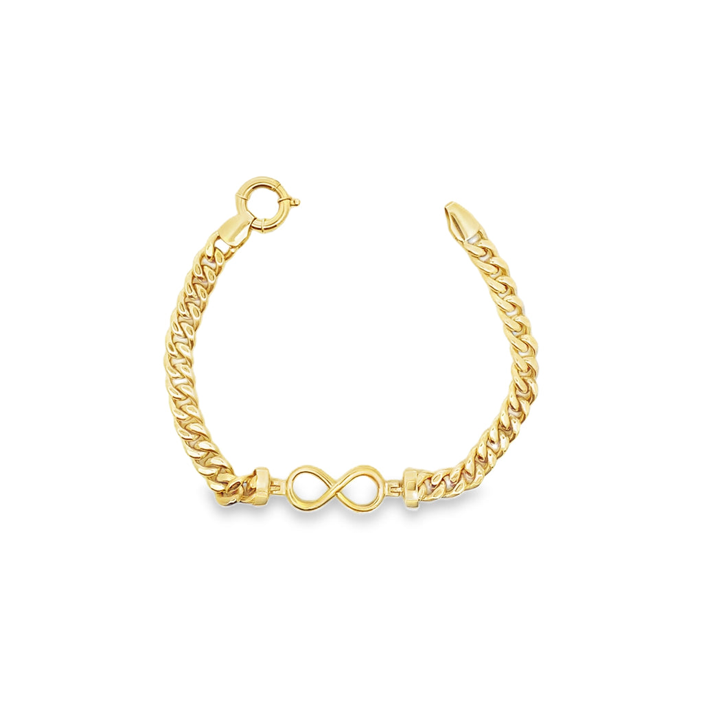 10K Yellow Gold Cuban Link W/Infinity Bracelet 6Mm 7In 4.9Dwt
