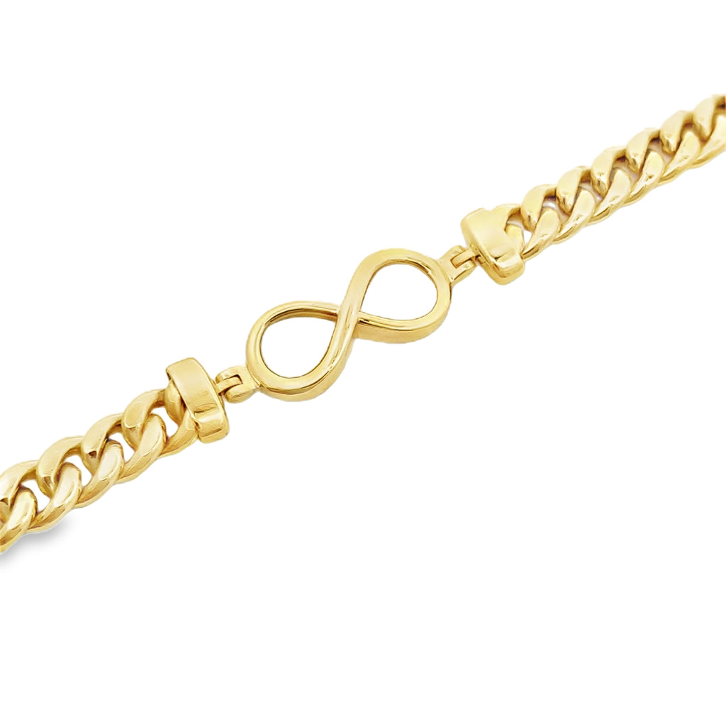10K Yellow Gold Cuban Link W/Infinity Bracelet 6Mm 7In 4.9Dwt