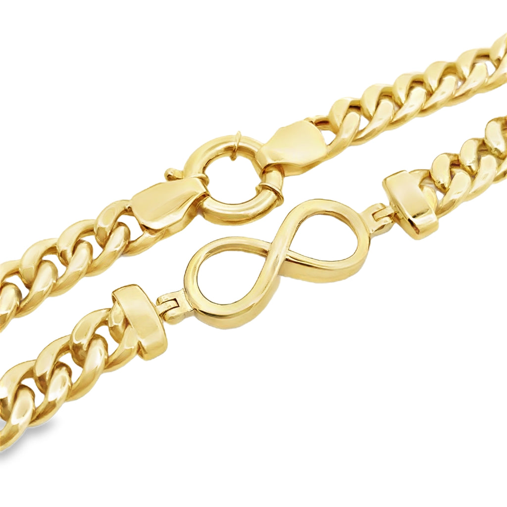 10K Yellow Gold Cuban Link W/Infinity Bracelet 6Mm 7In 4.9Dwt