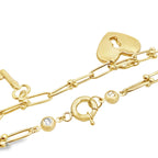 10K Yellow Gold Stirrup Bracelet W/ Hearts & Keys Charms 7.5In 5.3Dwt
